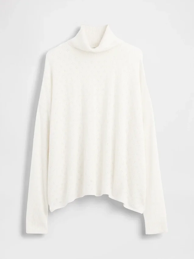 Suéter de cuello alto oversize con punto calado