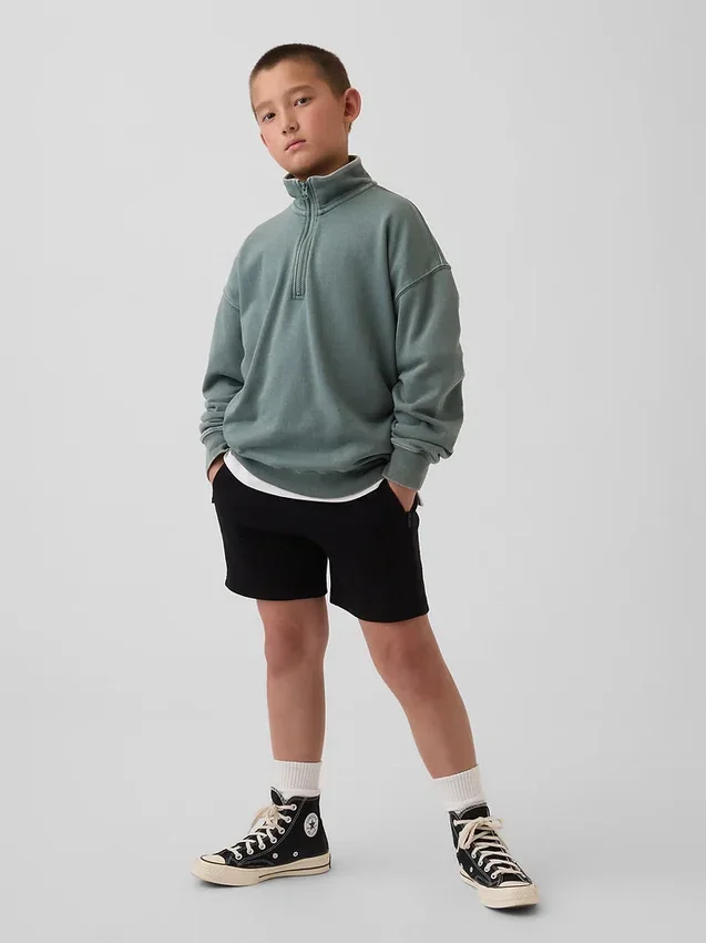 Suéter de felpa Vintagesoft para niños, corte holgado y media cremallera