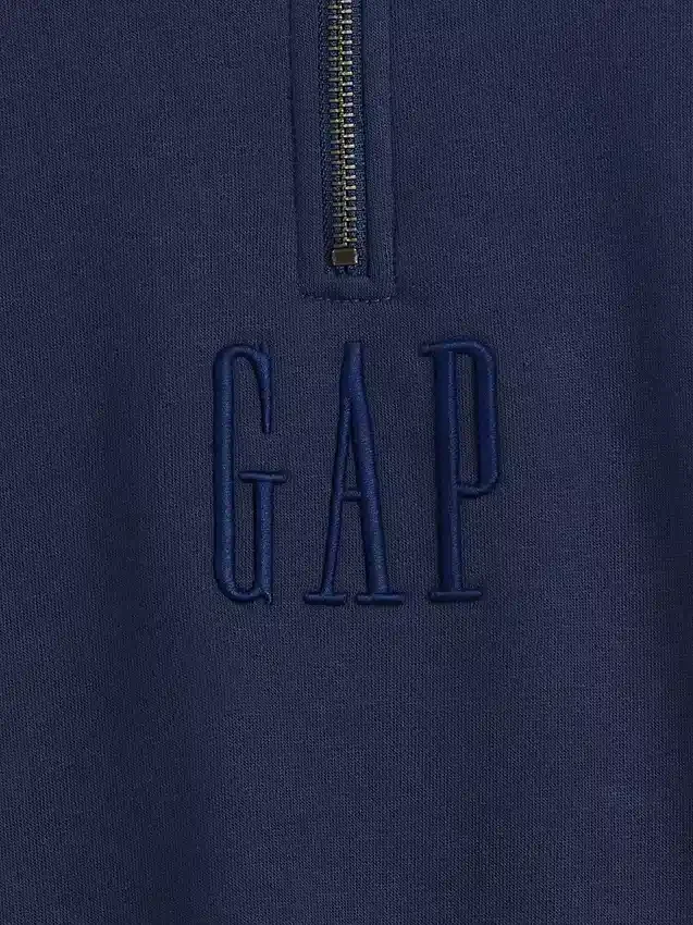 Suéter de logotipo oversize de peso pesado con cremallera de un cuarto