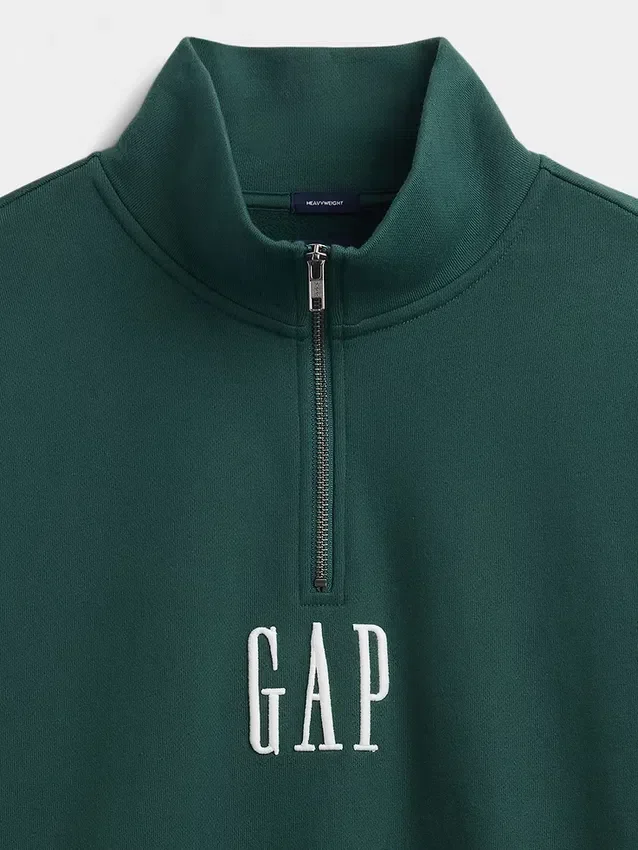 Suéter de logotipo oversize de peso pesado con cremallera de un cuarto
