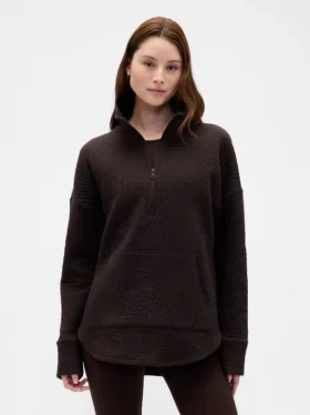 Suéter GapFit de jacquard acolchado con media cremallera