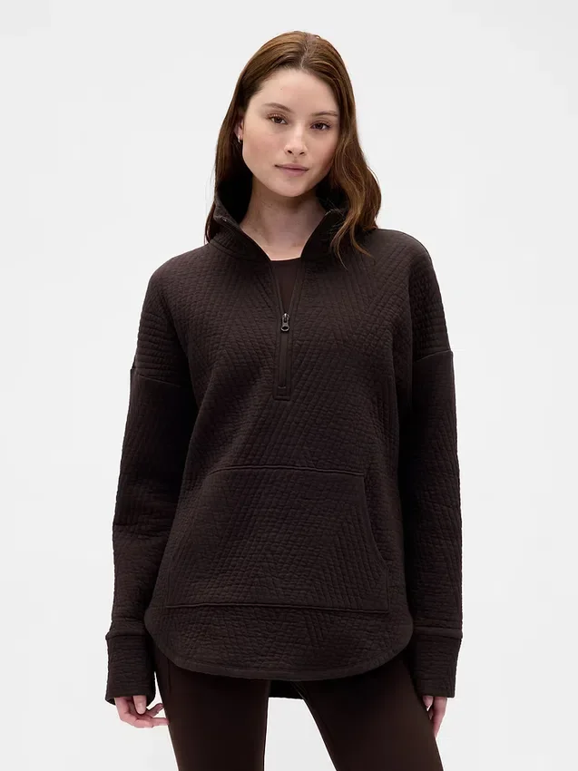 Suéter GapFit de jacquard acolchado con media cremallera