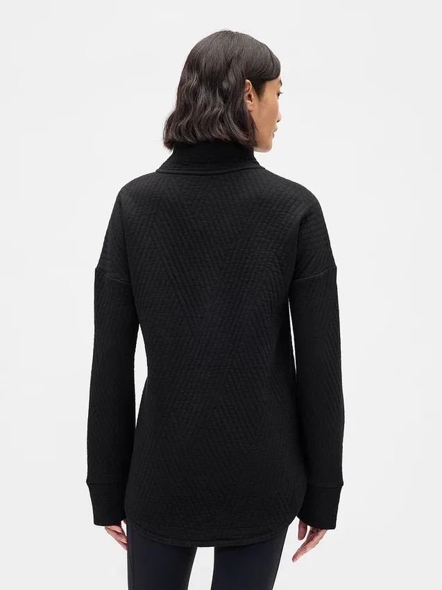 Suéter GapFit de jacquard acolchado con media cremallera