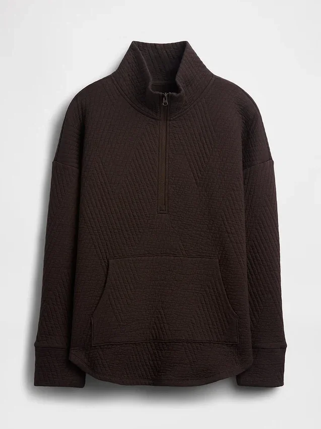 Suéter GapFit de jacquard acolchado con media cremallera