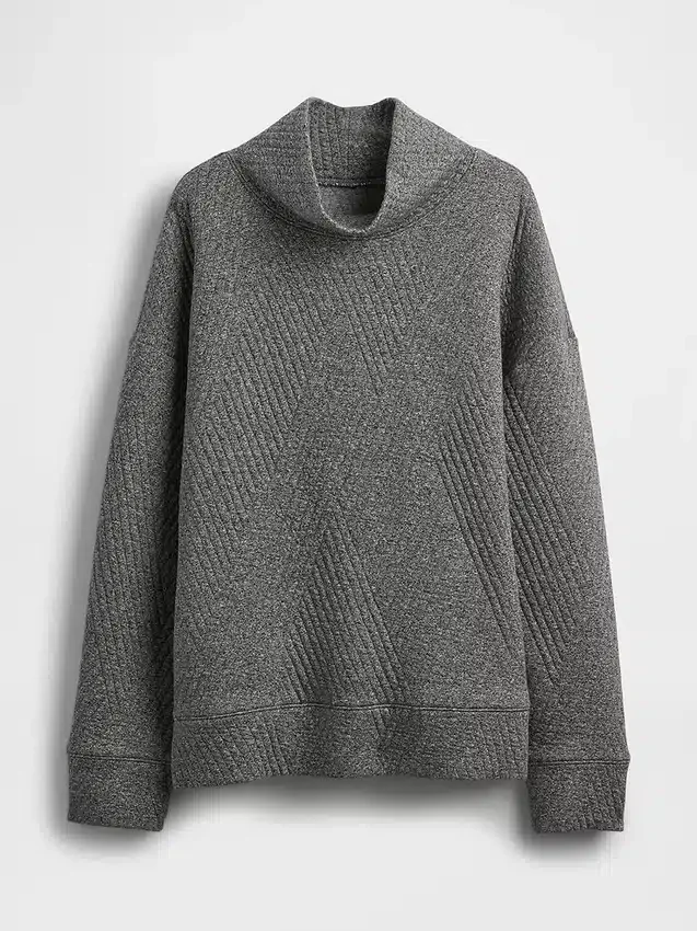 Suéter GapFit de punto jacquard acolchado con cuello de embudo