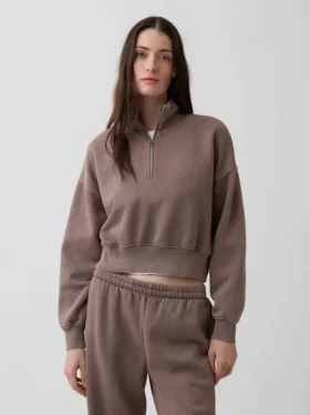 Suéter oversize con media cremallera y cuello en cuña Vintagesoft