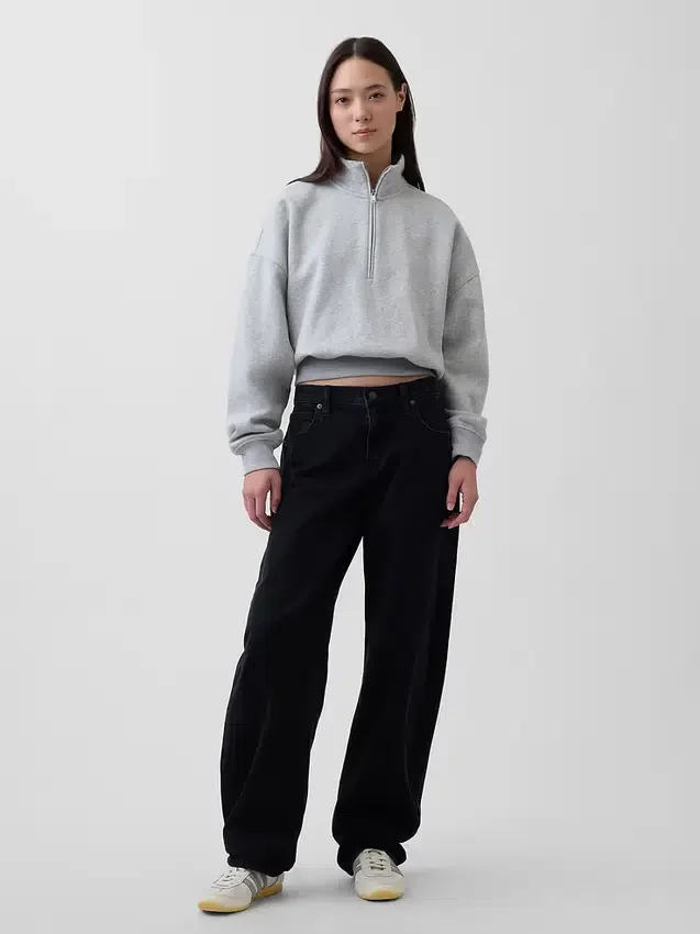 Suéter oversize con media cremallera y cuello en cuña Vintagesoft