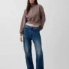 Suéter oversize con media cremallera y cuello en cuña Vintagesoft