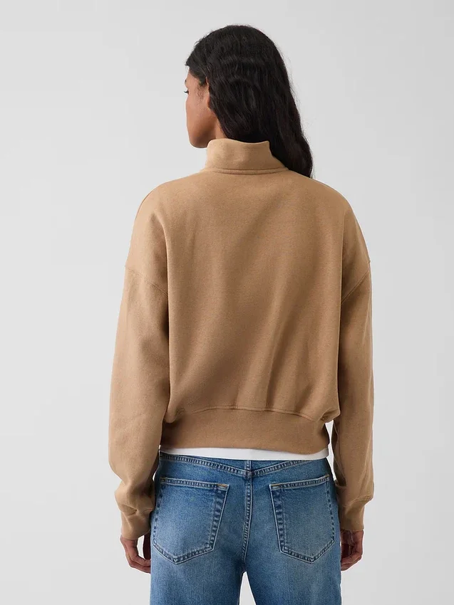 Suéter oversize con media cremallera y cuello en cuña Vintagesoft