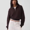 Suéter oversize de algodón texturizado con media cremallera