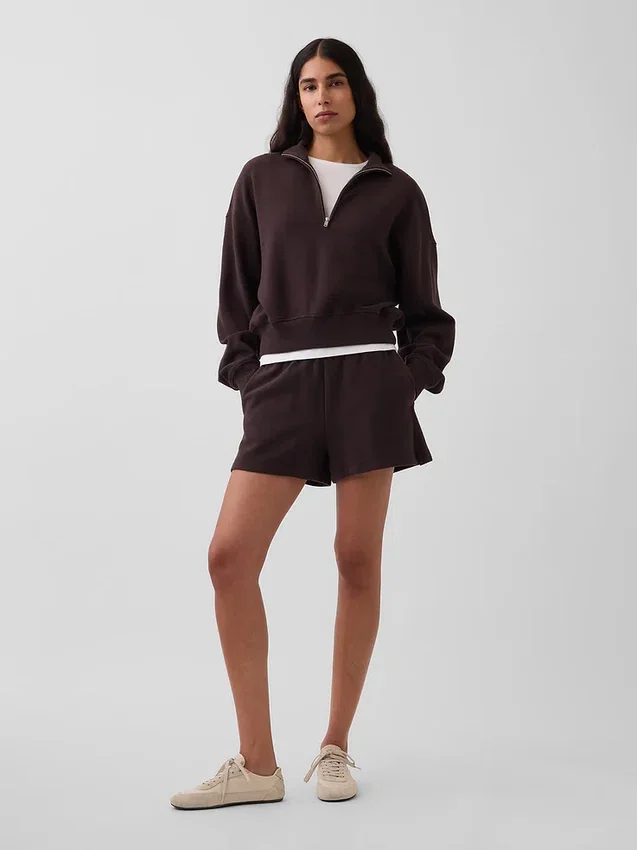 Suéter oversize de algodón texturizado con media cremallera