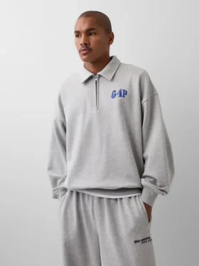 Suéter oversize de tejido grueso con cremallera de un cuarto de GAP × Awake Ny