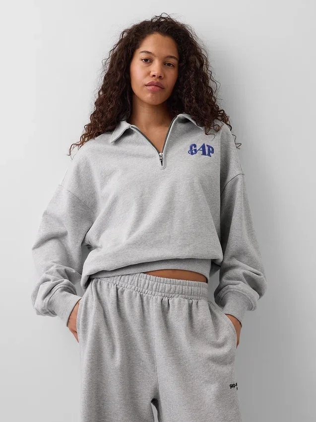 Suéter oversize de tejido grueso con cremallera de un cuarto de GAP × Awake Ny