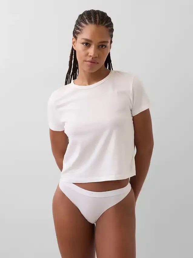 Tanga con logotipo de algodón orgánico elástico