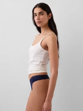 Tanga con logotipo de algodón orgánico elástico