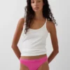 Tanga de algodón orgánico elástico con ribete de encaje