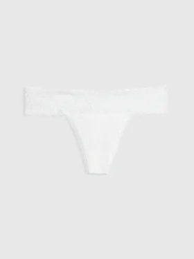 Tanga de algodón orgánico elástico con ribete de encaje