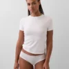 Tanga de algodón orgánico elástico con ribete de encaje