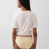 Tanga de algodón orgánico elástico con ribete de encaje