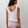 Tanga de algodón orgánico elástico con ribete de encaje