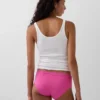 Tanga de algodón orgánico elástico con ribete de encaje
