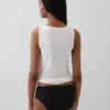 Tanga de algodón orgánico elástico con ribete de encaje