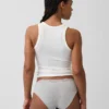 Tanga de algodón orgánico elástico con ribete de encaje