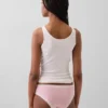 Tanga de algodón orgánico elástico con ribete de encaje