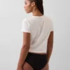 Tanga de algodón orgánico elástico con ribete de encaje