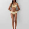 Tanga de algodón orgánico elástico con ribete de encaje