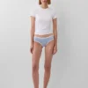 Tanga de algodón orgánico elástico con ribete de encaje