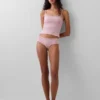 Tanga de algodón orgánico elástico con ribete de encaje