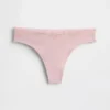 Tanga de algodón orgánico elástico con ribete de encaje