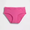 Tanga de algodón orgánico elástico con ribete de encaje