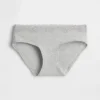 Tanga de algodón orgánico elástico con ribete de encaje