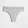 Tanga de algodón orgánico elástico con ribete de encaje