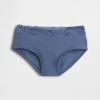 Tanga de algodón orgánico elástico con ribete de encaje