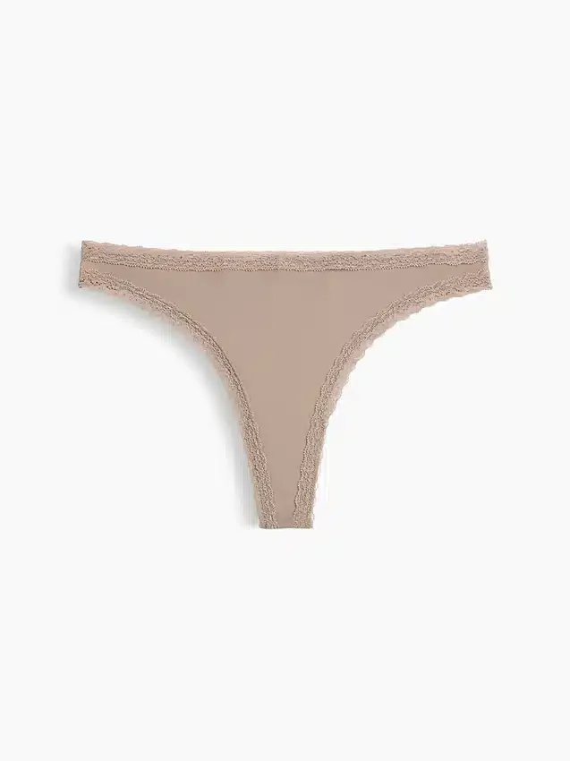 Tanga de algodón orgánico elástico con ribete de encaje