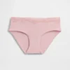 Tanga de algodón orgánico elástico con ribete de encaje