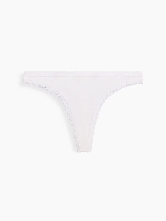 Tanga de algodón orgánico elástico con ribete de encaje