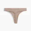 Tanga de algodón orgánico elástico con ribete de encaje
