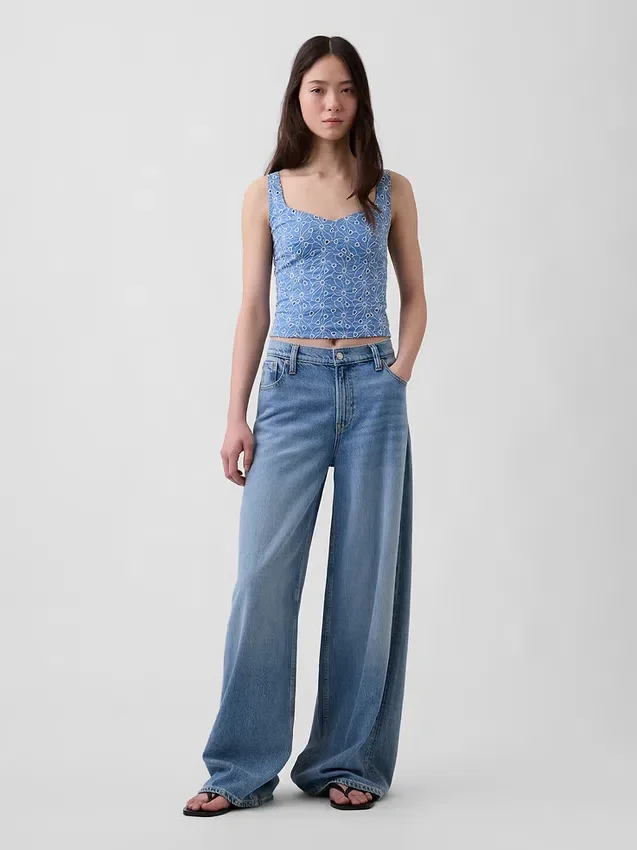 Top bustier corto con ojales