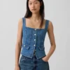 Top corsé con bolsillos de mezclilla
