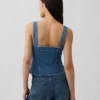 Top corsé con bolsillos de mezclilla