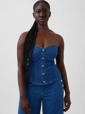 Top corsé de mezclilla GAP × Hfr de Atelier Ndigo