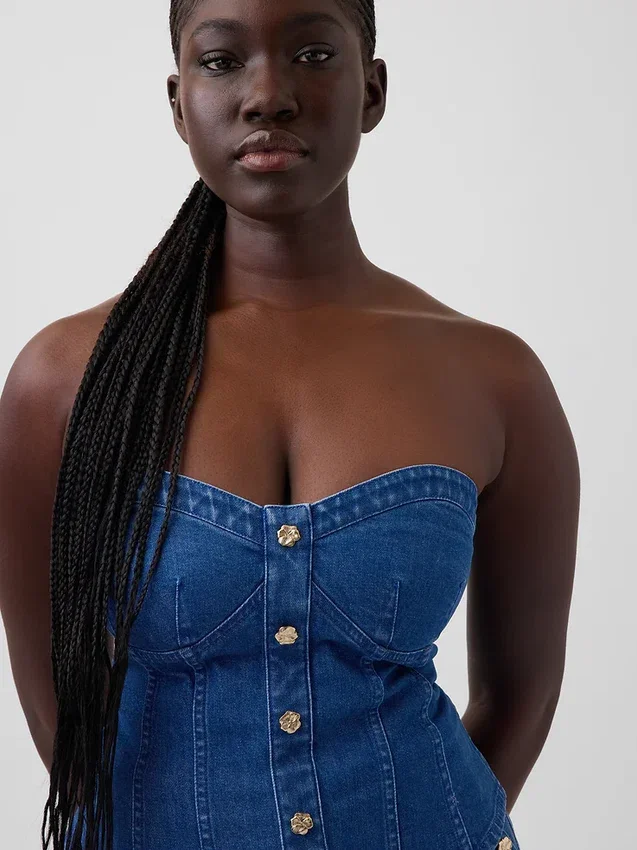 Top corsé de mezclilla GAP × Hfr de Atelier Ndigo