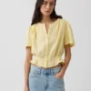 Top corto con peplum de gasa de algodón