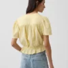 Top corto con peplum de gasa de algodón