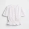 Top corto con peplum de gasa de algodón