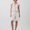 Top corto con peplum de gasa de encaje